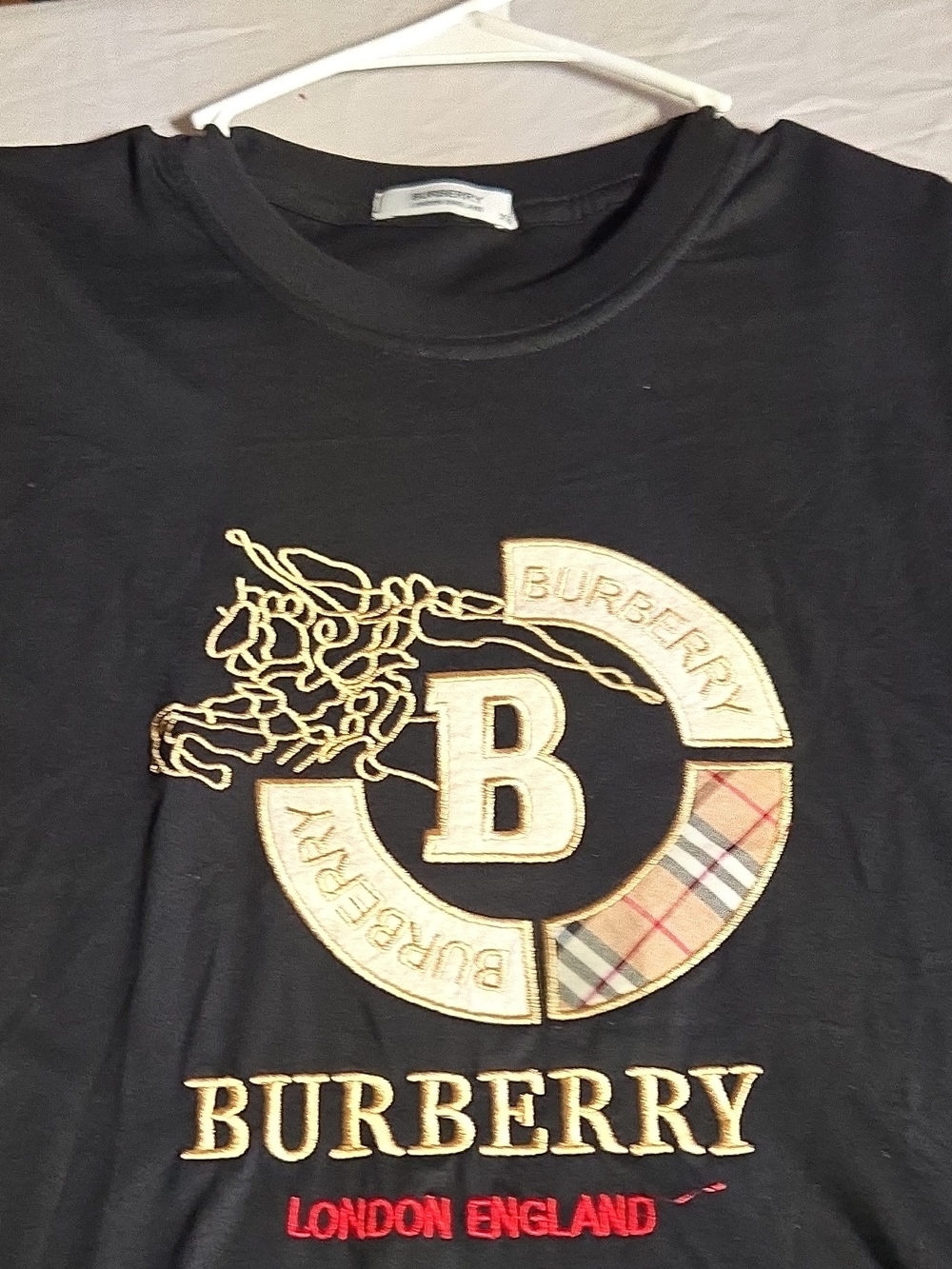 Burberry Equestrian Knight Design Applique Cotton T-Shirt Black